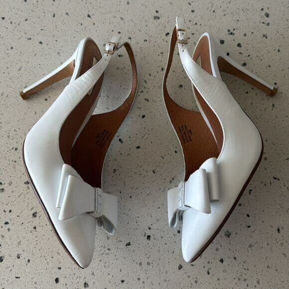 Halogen White Leather Slingback Heels with Bow Pointed Toe Women’s Size 7.5M EUC - Picture 5 of 7
